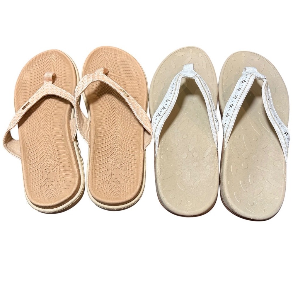 Kuailu Joomra Flip Flops Women 11 Peach White Orthotic Comfort Sandals Bundle - Picture 2 of 7